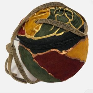 Vintage Multicolor Coconut Suede Leather Shoulder Purse